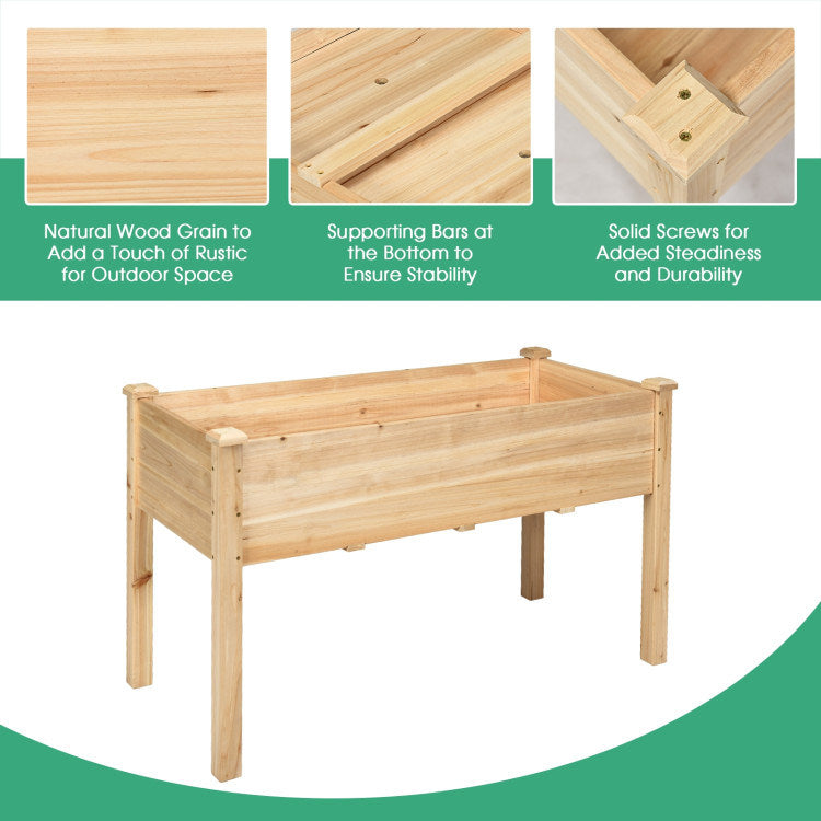 Wooden Raised Vegetable Garden Bed Elevated Grow Vegetable Planter Doba